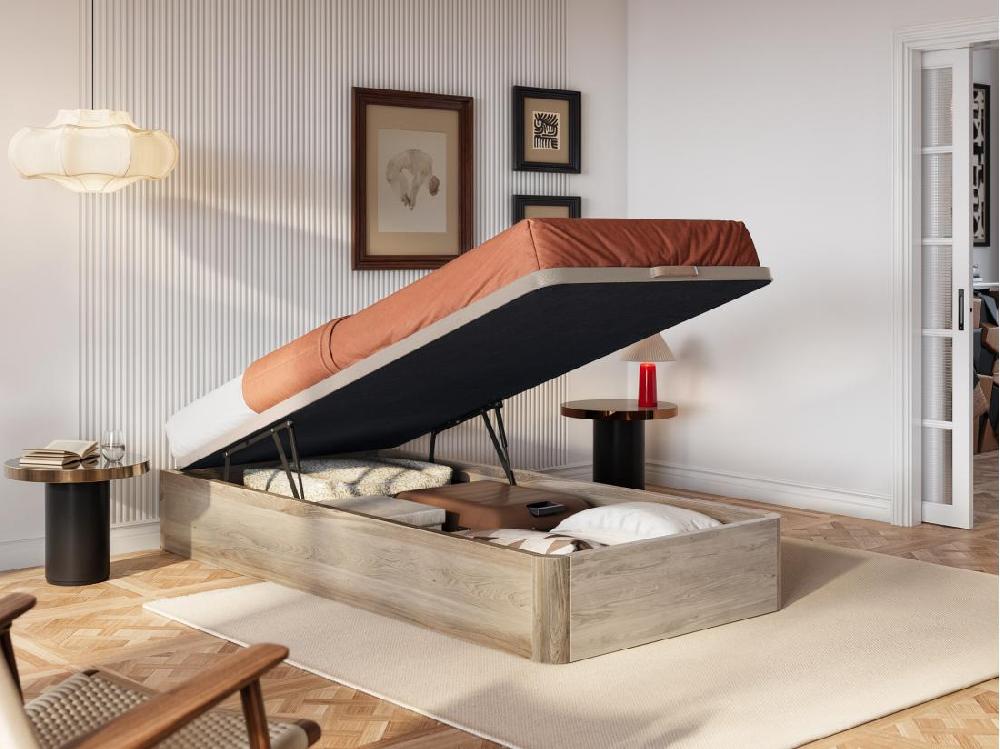 vente unique Sommier coffre 90 x 190 cm - Naturel clair - HESTIA de YSMÉE