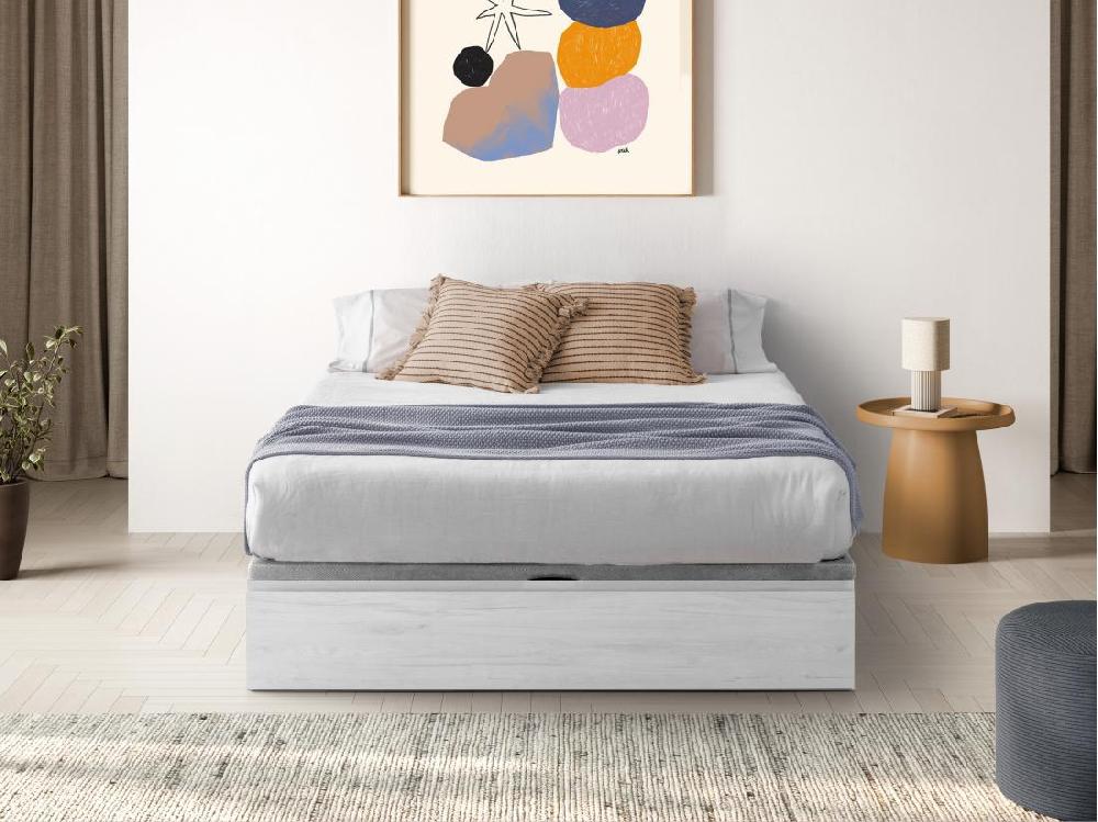 Vente Unique Sommier Coffre Avec Tiroir 160 X 200 Cm - Blanc - HESTIA De YSMÉE