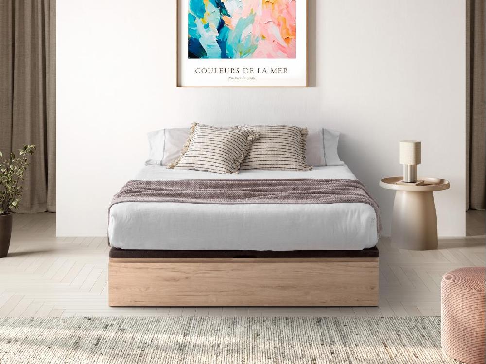 Vente Unique Sommier Coffre Avec Tiroir 160 X 200 Cm - Naturel Clair - HESTIA De YSMÉE