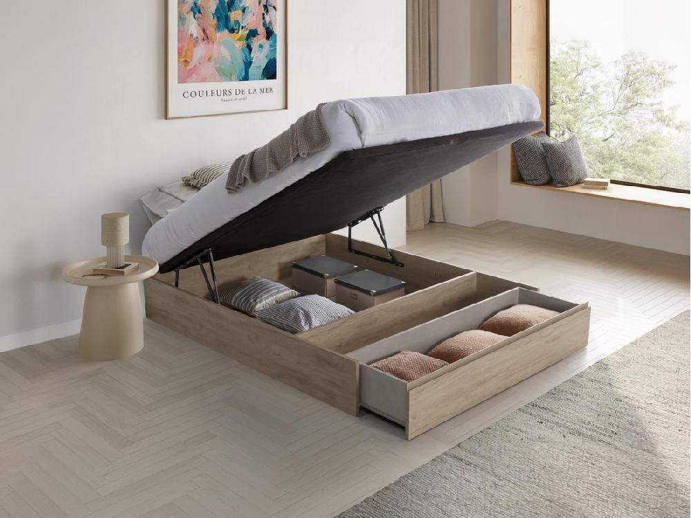vente unique Sommier coffre avec tiroir 160 x 200 cm - Naturel clair - HESTIA de YSMÉE