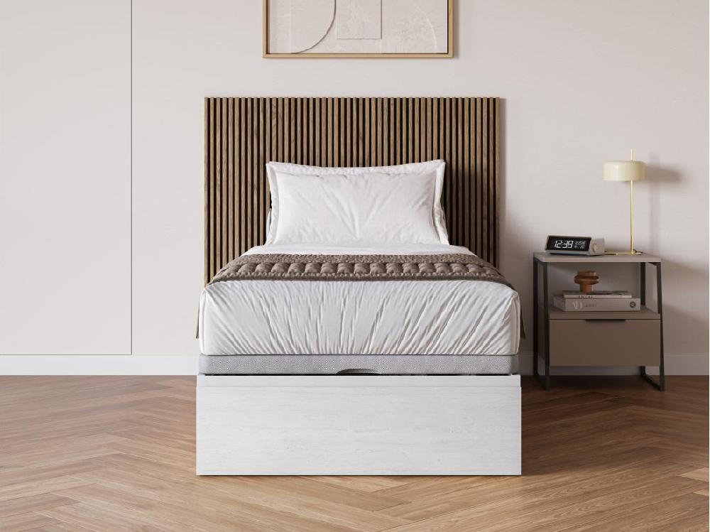 Vente Unique Sommier Coffre Avec Tiroir 90 X 200 Cm - Blanc - HESTIA De YSMÉE