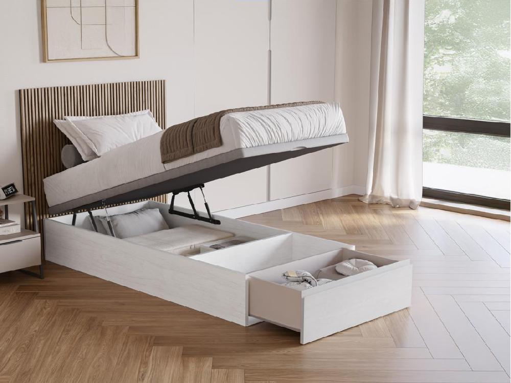 vente unique Sommier coffre avec tiroir 90 x 200 cm - Blanc - HESTIA de YSMÉE