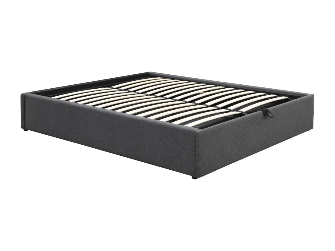 Vente Unique Sommier Coffre Et Tiroir 160 X 200 Cm - Gris Anthracite - OSLA De YSMÉE