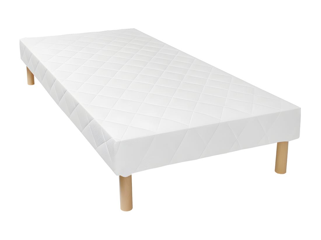 vente unique Sommier déco tapissier 100 x 200 cm 14 lattes multiplis - Blanc - PANACEA de YSMÉE