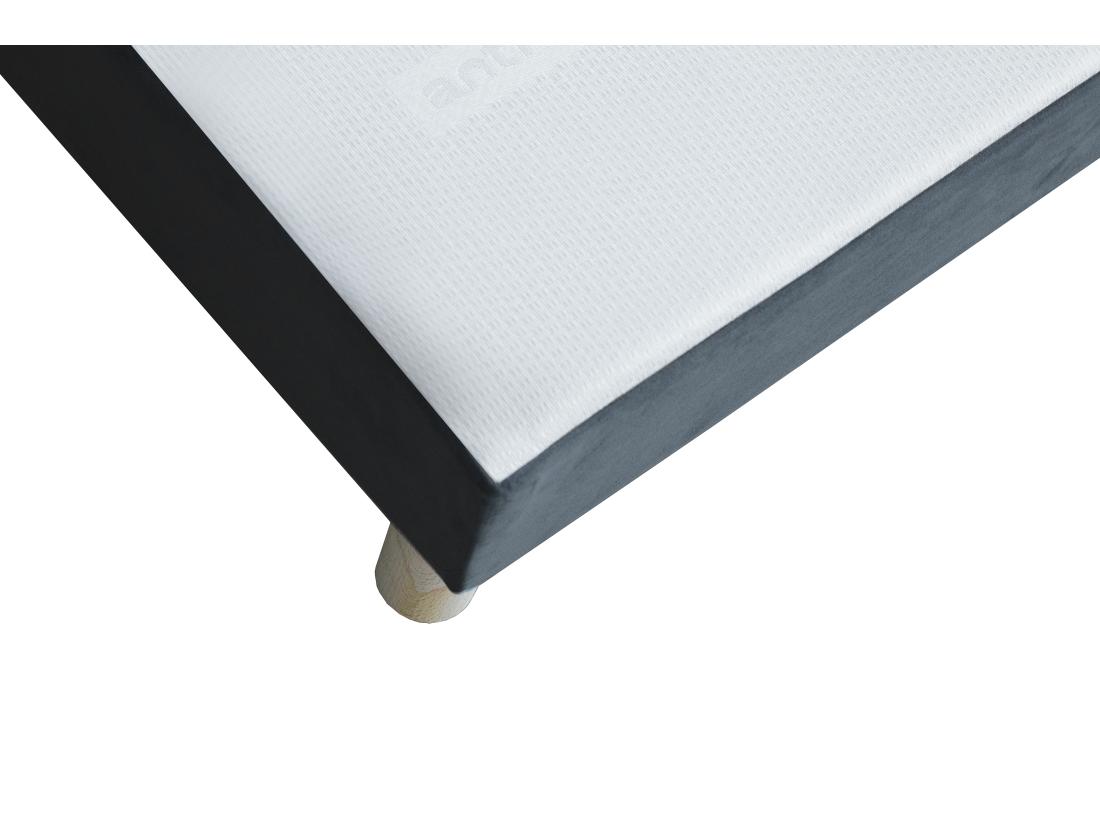 Vente Unique Sommier Déco Tapissier 140 X 190 Cm Velours Gris - SOBEK De YSMÉE