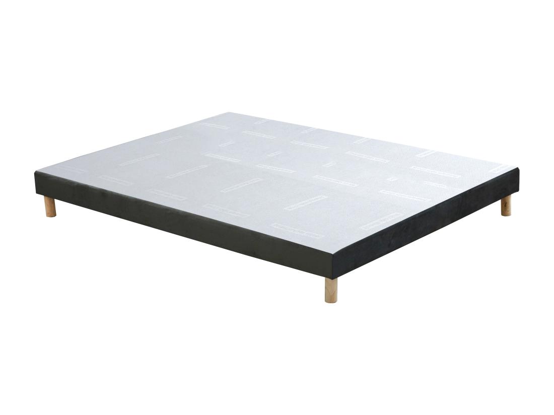 vente unique Sommier déco tapissier 140 x 190 cm velours gris - SOBEK de YSMÉE