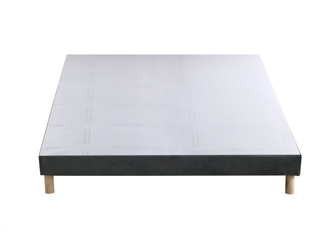 Vente Unique Sommier Déco Tapissier 160 X 200 Cm Velours Gris - SOBEK De YSMÉE