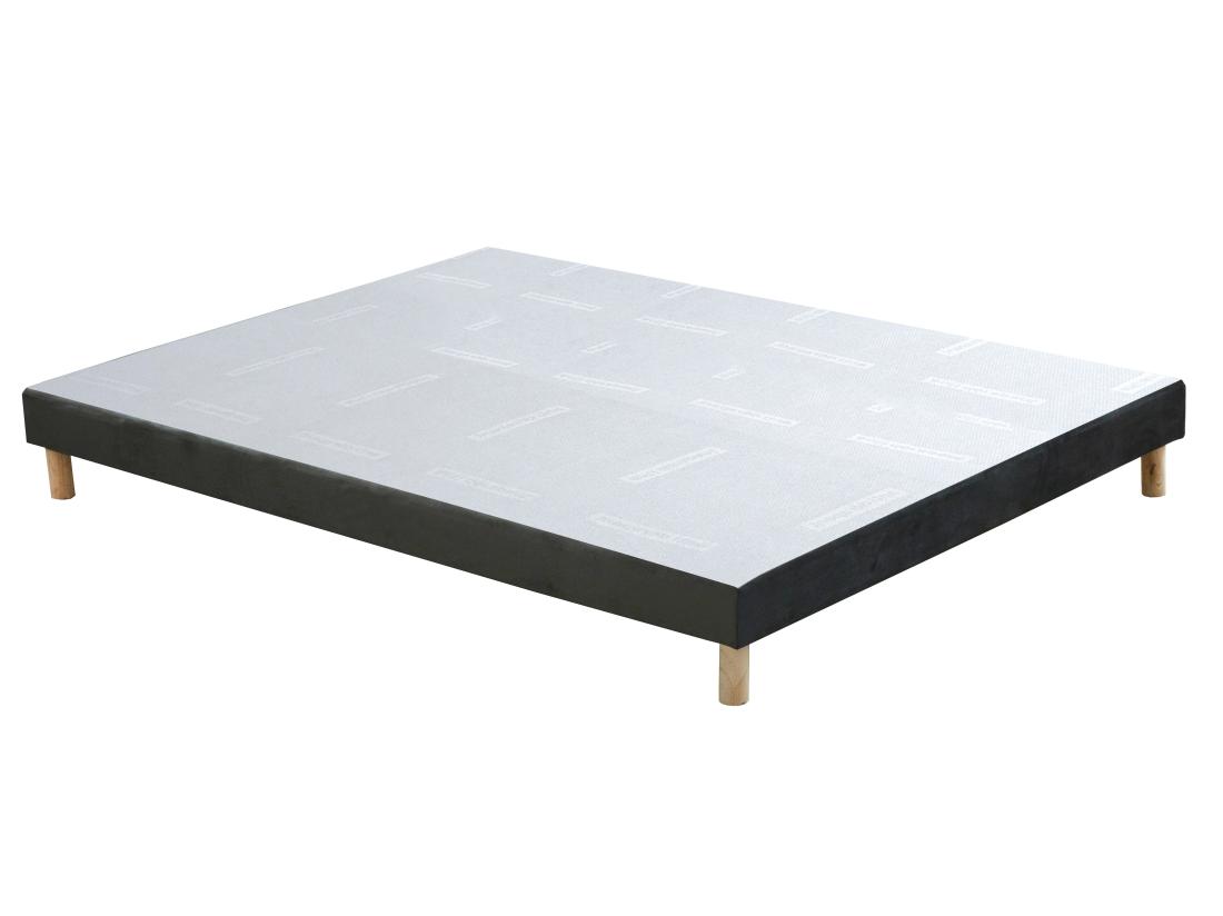 vente unique Sommier déco tapissier 160 x 200 cm velours gris - SOBEK de YSMÉE
