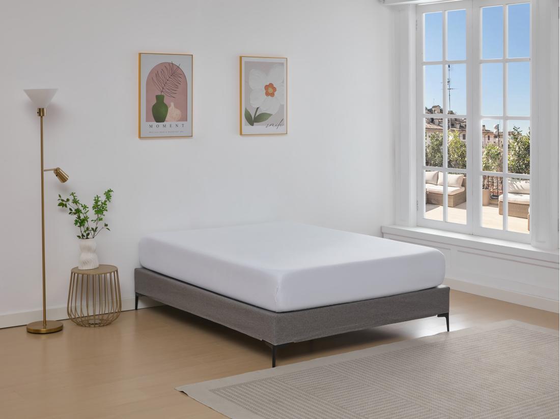 vente unique Sommier déco tapissier 180 x 200 cm déhoussable - Gris - ISANI de YSMÉE