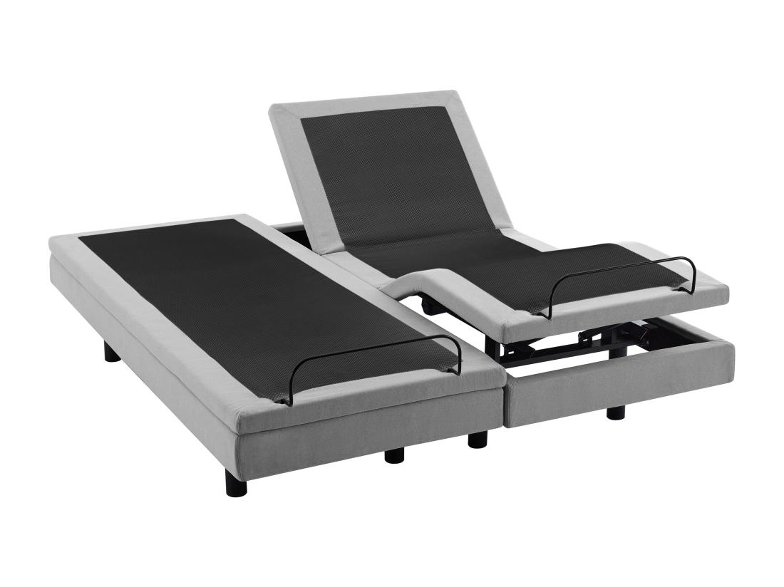Vente Unique Sommier électrique De Relaxation Déco - 2 X 90 X 200 Cm - Tissu - Gris - ALPANA De YSMÉE