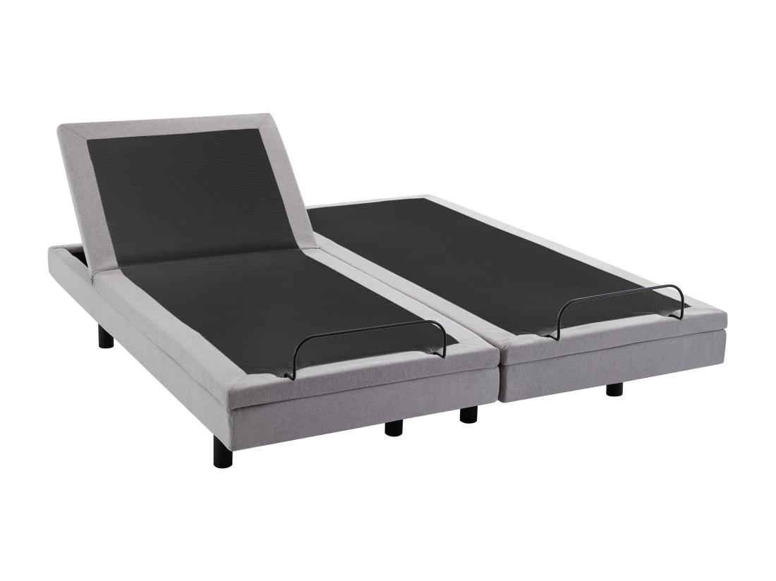 Vente Unique Sommier électrique De Relaxation Déco - 2 X 90 X 200 Cm - Tissu - Gris - ALPANA De YSMÉE