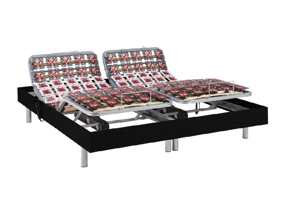 Vente Unique Sommier électrique De Relaxation Déco 2x48 Plots - 2 X 70 X 190 Cm - Noir - NAFURI De DREAMEA