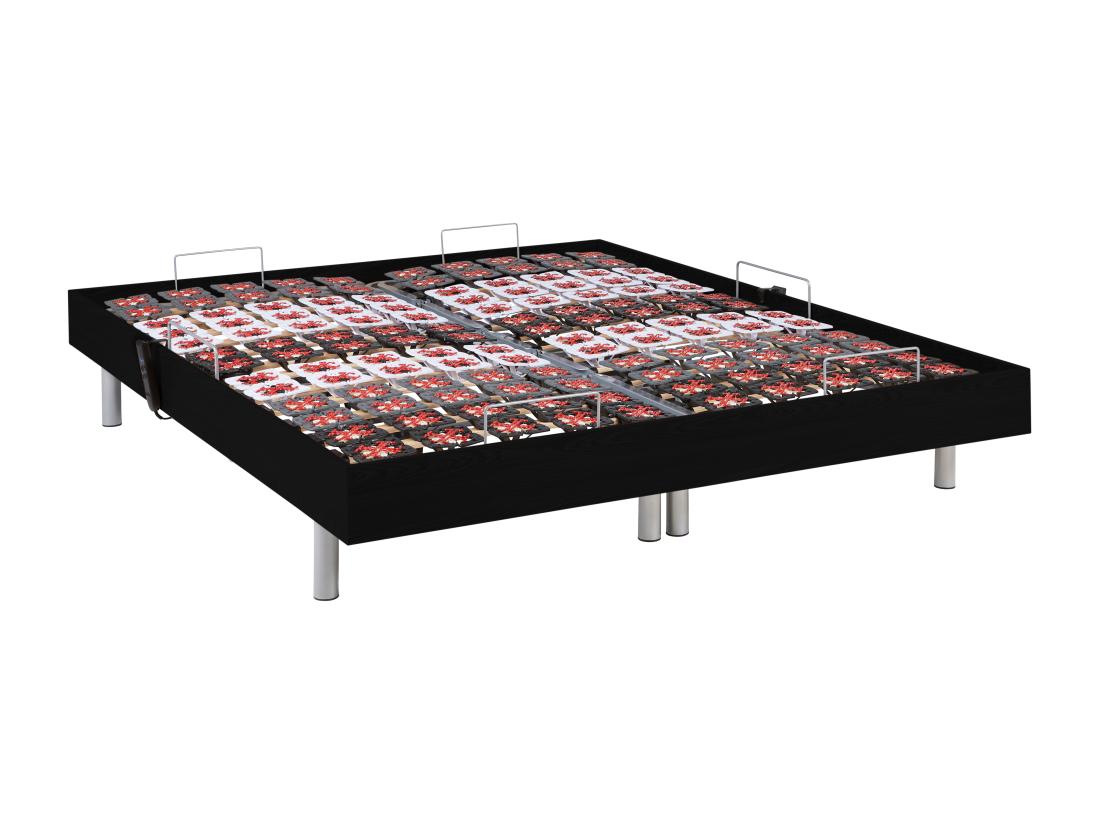 Vente Unique Sommier électrique De Relaxation Déco 2x48 Plots - 2 X 70 X 190 Cm - Noir - NAFURI De DREAMEA