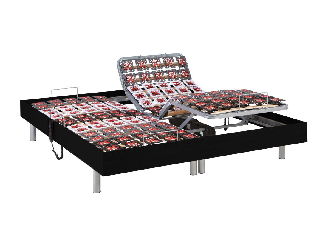 vente unique Sommier électrique de relaxation déco 2x48 plots - 2 x 70 x 190 cm - Noir - NAFURI de DREAMEA