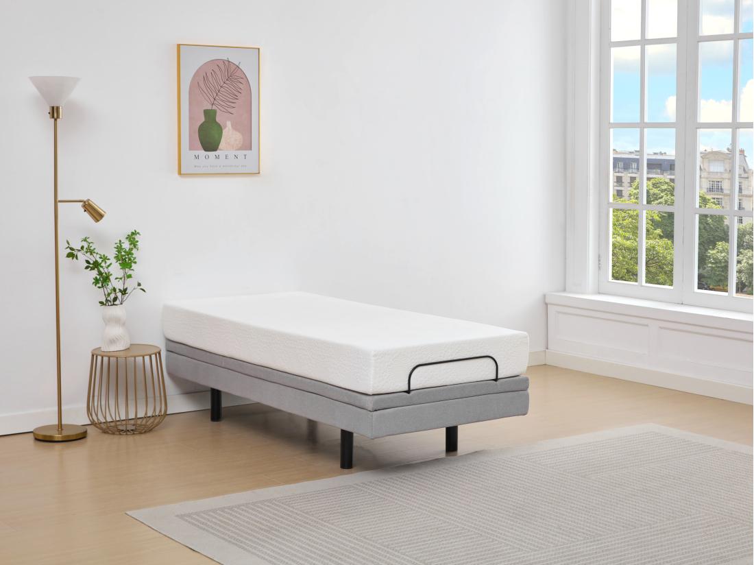 vente unique Sommier électrique de relaxation déco - 80 x 200 cm - Tissu - Gris - ALPANA de YSMÉE