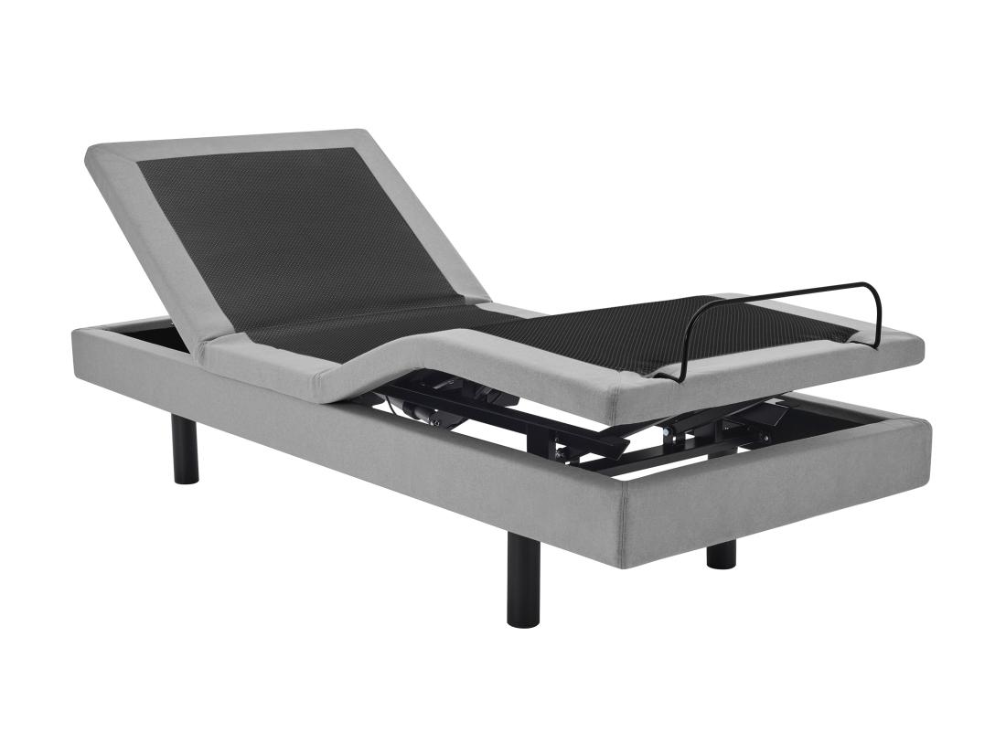 Vente Unique Sommier électrique De Relaxation Déco - 90 X 200 Cm - Tissu - Gris - ALPANA De YSMÉE
