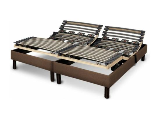 Vente Unique Sommier Electrique Essenzia Zen EMOTION MARRON 90x200 Lattes Et Plots