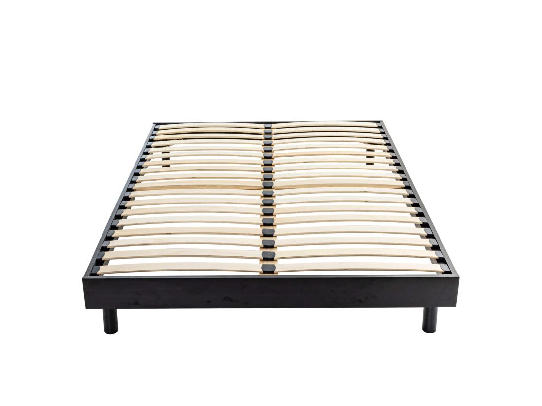 Vente Unique Sommier Kit En Bois Massif Noir 160x200