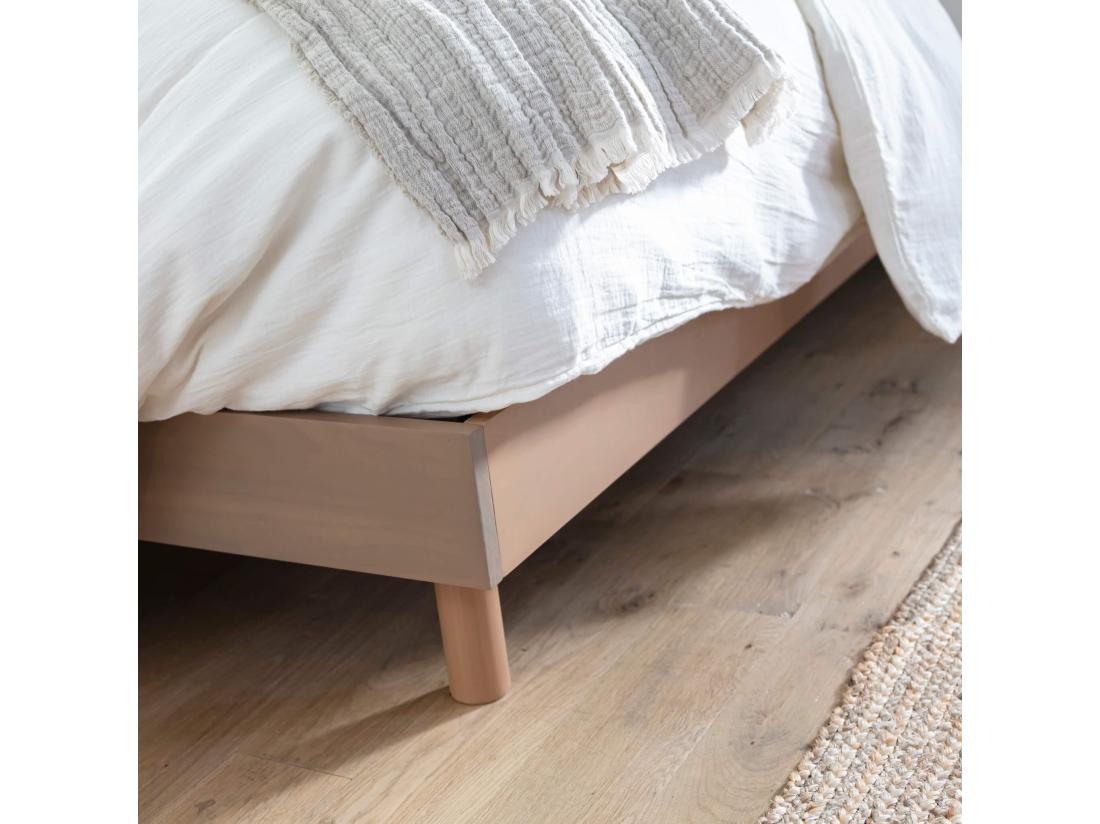 Vente Unique Sommier Kit En Bois Massif Taupe 140x190