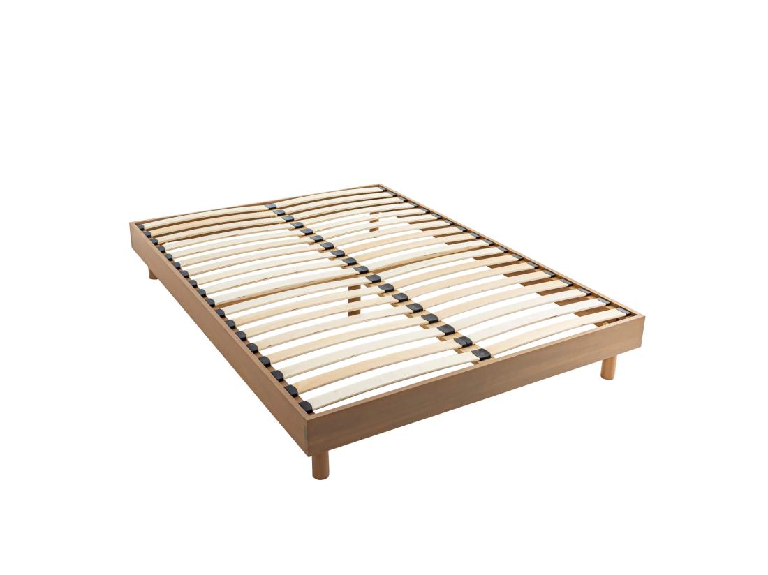 vente unique Sommier kit en bois massif taupe 140x190