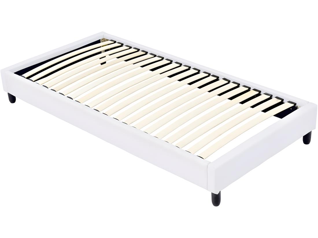 vente unique Sommier tapissier à lattes - 90 x 190 cm - 20 lattes - Blanc