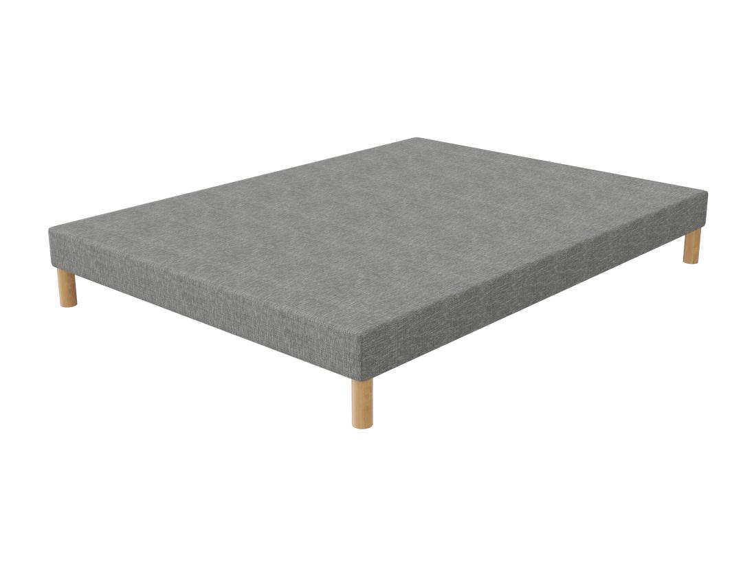Vente Unique Sommier Tapissier Gris 140x200 + Jeu De Pied Offert