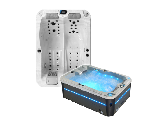 vente unique Spa 2 places allongées Archipel® GT2 PRO MAX BLANC MARBRE LED - Spa Thérapeutique Balboa 210x148