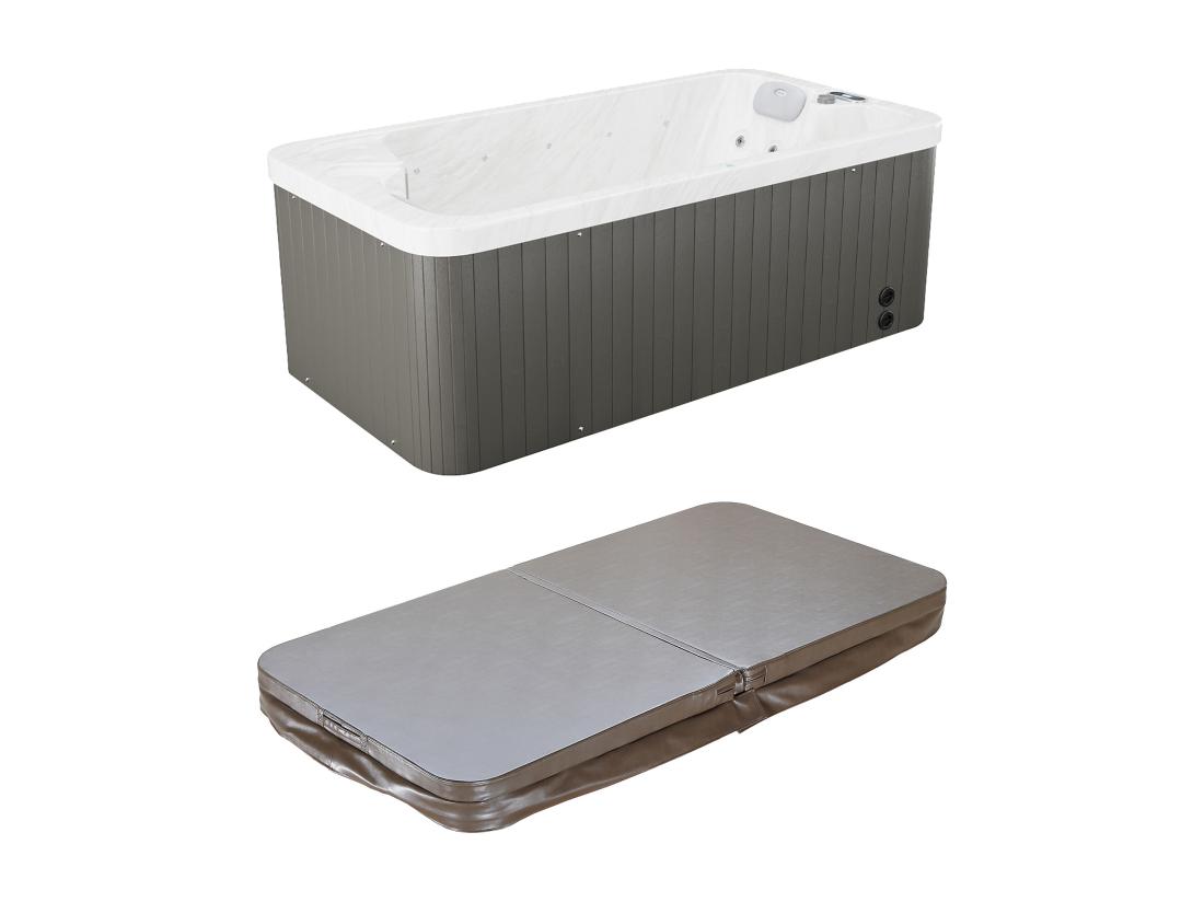 Vente Unique SPA 2 Places Blanc Perlé Avec Bâche - 18 Jets - L210 X P110 X H74 Cm - Système BALBOA - TAHITI III