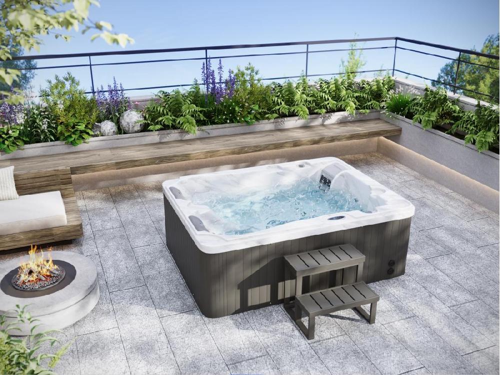 Vente Unique SPA 3 Places Blanc Perlé Avec Bâche - 35 Jets - L210 X P158 X H73 Cm - Système BALBOA - MAUPITI III