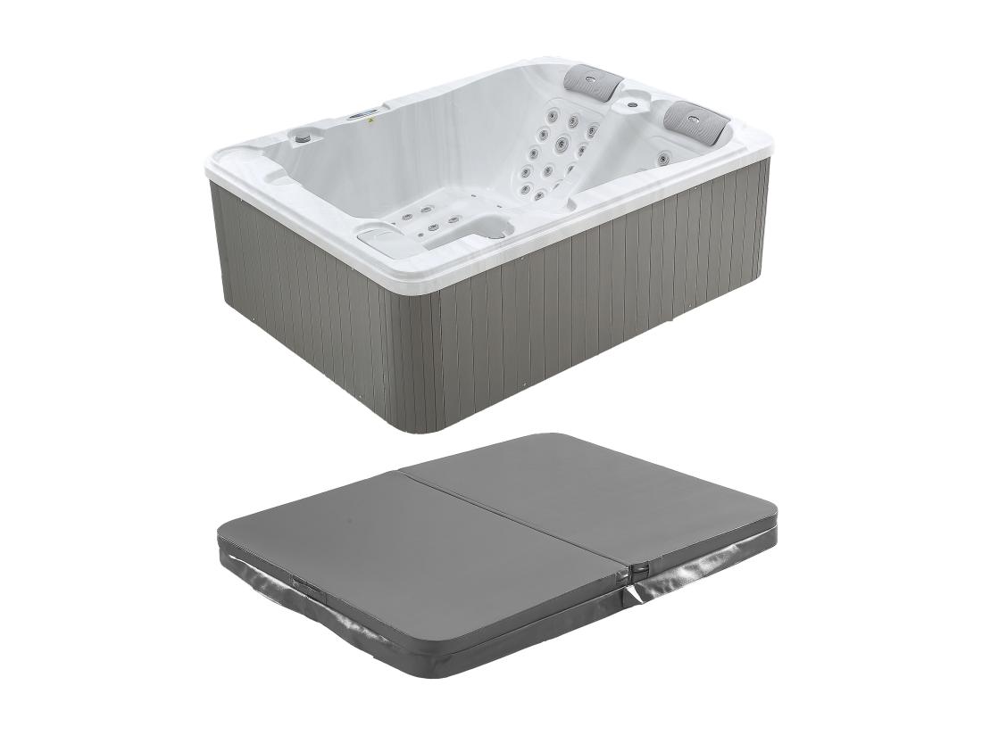 Vente Unique SPA 3 Places Blanc Perlé Avec Bâche - 65 Jets - L210 X P158 X H73 Cm - Système BALBOA - FIDJI VI