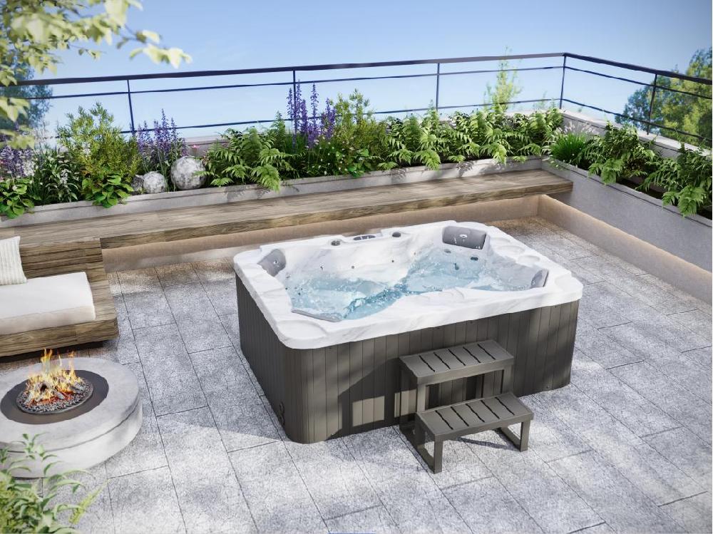 Vente Unique SPA 4 Places Blanc Perlé Avec Bâche - 16 Jets - L210 X P152 X H76 Cm - Système BALBOA - LULA IV