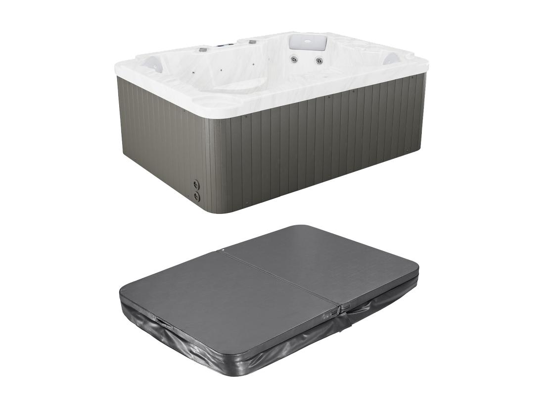 Vente Unique SPA 4 Places Blanc Perlé Avec Bâche - 16 Jets - L210 X P152 X H76 Cm - Système BALBOA - LULA IV