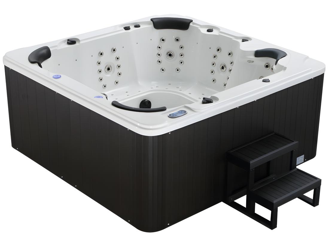 Vente Unique Spa 6 Places Blanc Avec Accessoires - Gamme Prestige COMINO - 128 Jets - L220 X P220 X H97cm - Système Balboa