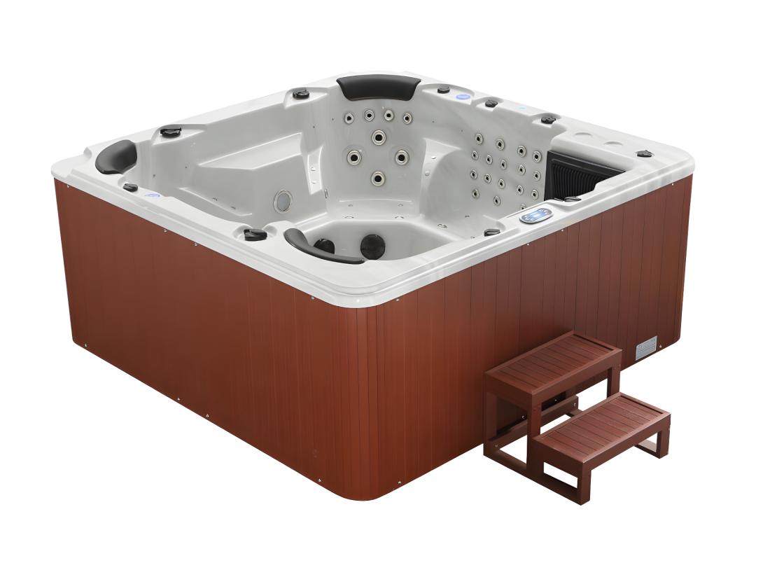 Vente Unique SPA 6 Places Blanc Avec Accessoires - Gamme Prestige ULYSSE IV - 132 Jets - L220 X L220 X H97 Cm - Système Balboa