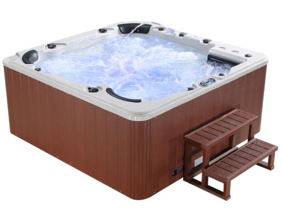 Vente Unique SPA 6 Places Gris Granité Avec Accessoires - Gamme Prestige ULYSSE IV - 132 Jets - L220 X L220 X H97 Cm - Système Balboa