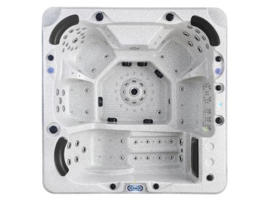 vente unique SPA 6 places gris granité avec accessoires - Gamme prestige ULYSSE IV - 132 jets - l220 x L220 x H97 cm - Système Balboa