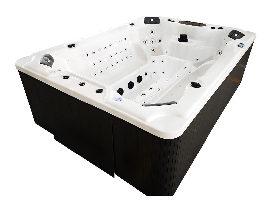 Vente Unique SPA 8 Places Blanc Perlé Avec Accessoires - Gamme Prestige CYRIUS IV - 133 Jets - L320 X P220 X H97 Cm - Système Balboa