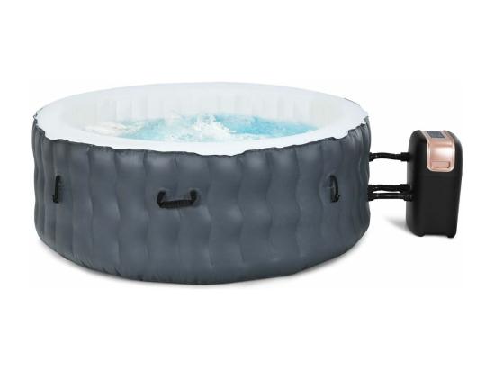 Vente Unique Spa Gonflable 2 à 4 Personnes 180 X 68 CM Spa Rond Portable Avec 108 Jets De Massage Filtration à Cartouche Et Bâche De Protection Pour Le Spa Gris (avec Appui-tête Et Porte-gobelet)