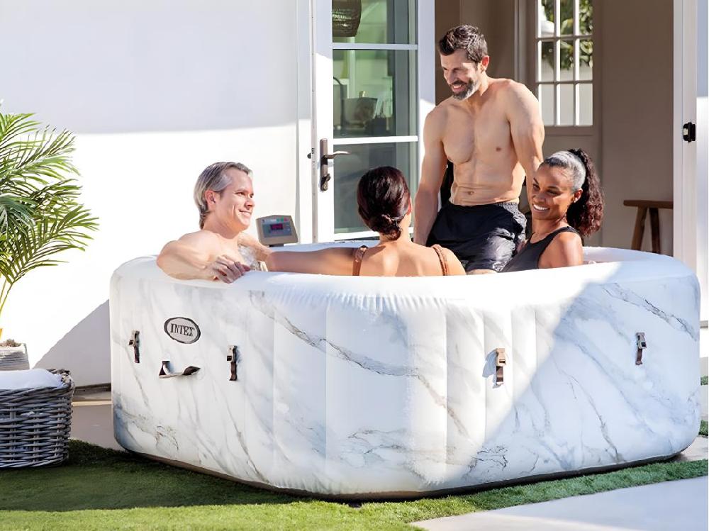 Vente Unique Spa Gonflable 4 Places "Calacatta" 173cm Blanc