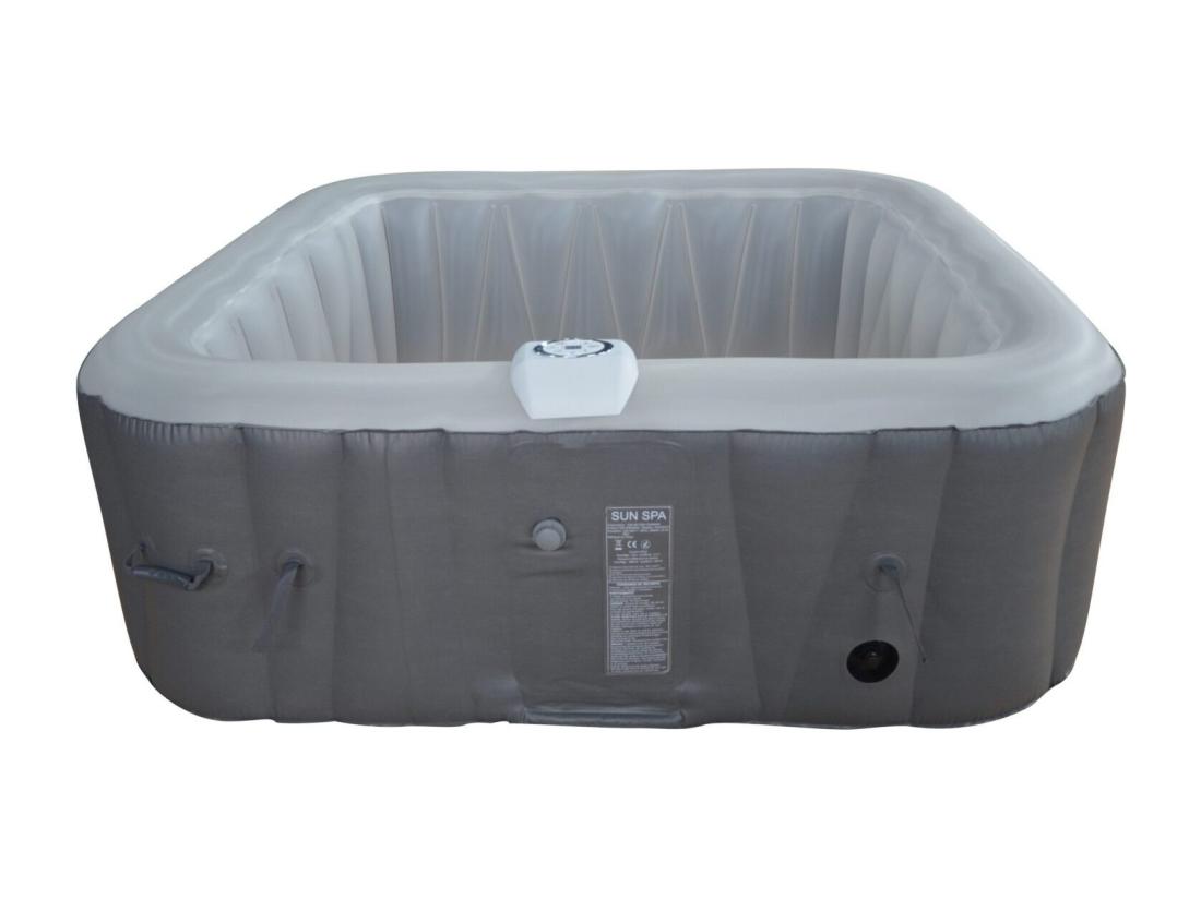 Vente Unique Spa Gonflable 4 Places Carré - Sunspa - Bandeau LED Inclus - Dimensions : 155 X 155 Cm