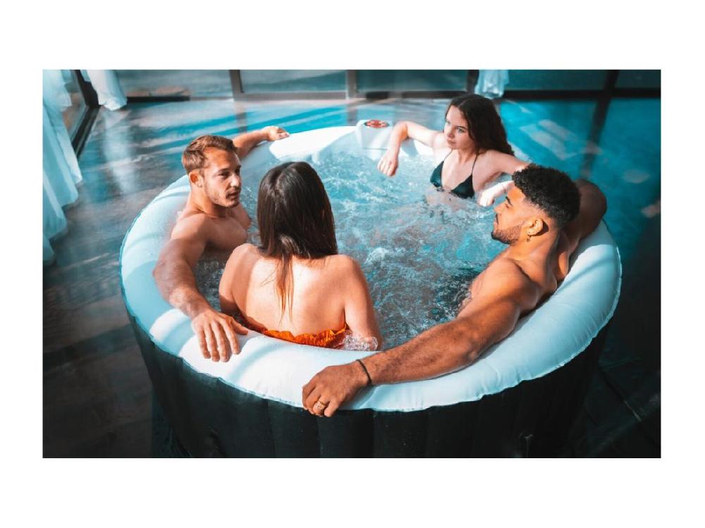 Vente Unique Spa Gonflable 4 Places Rond Ospazia - Diamètre : 185 Cm - Filtre Et Bâche Inclus