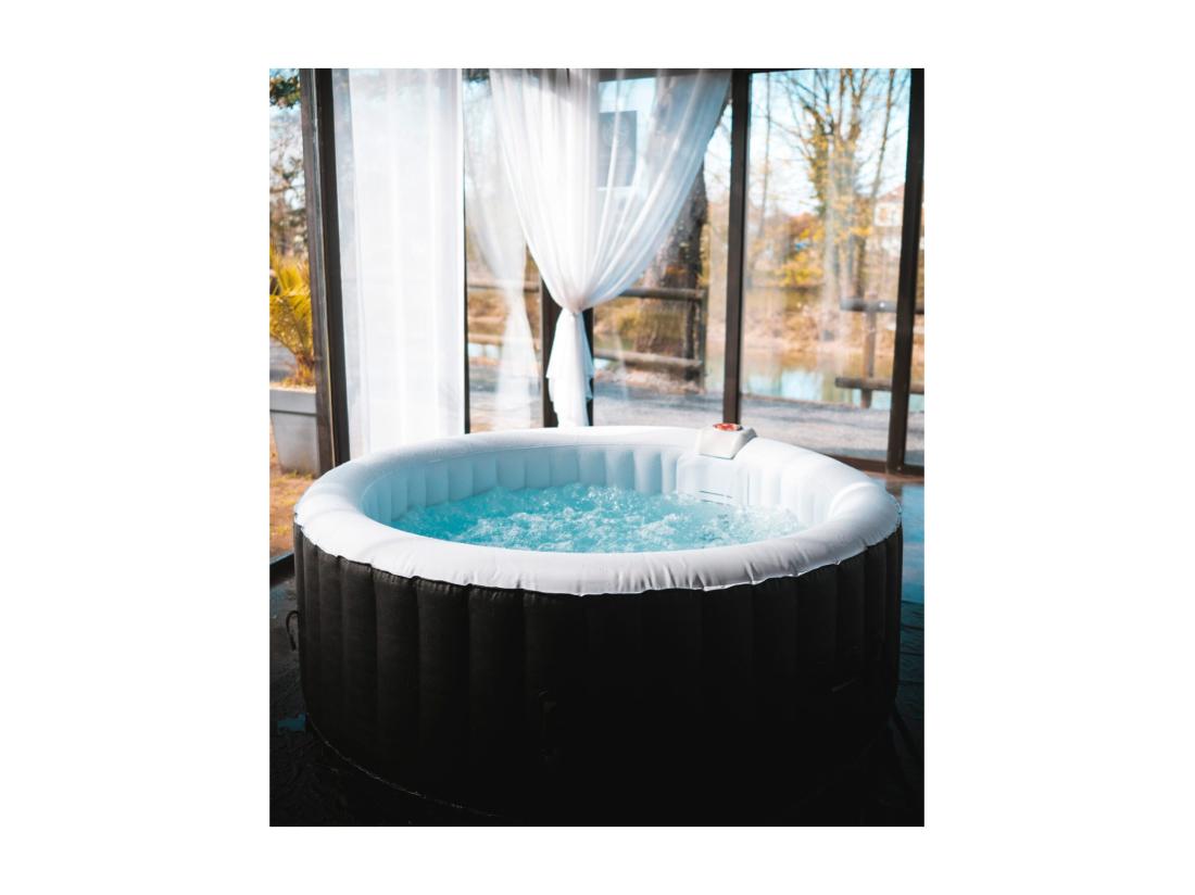 vente unique Spa gonflable 4 places rond Ospazia - Diamètre : 185 cm - Filtre et bâche inclus