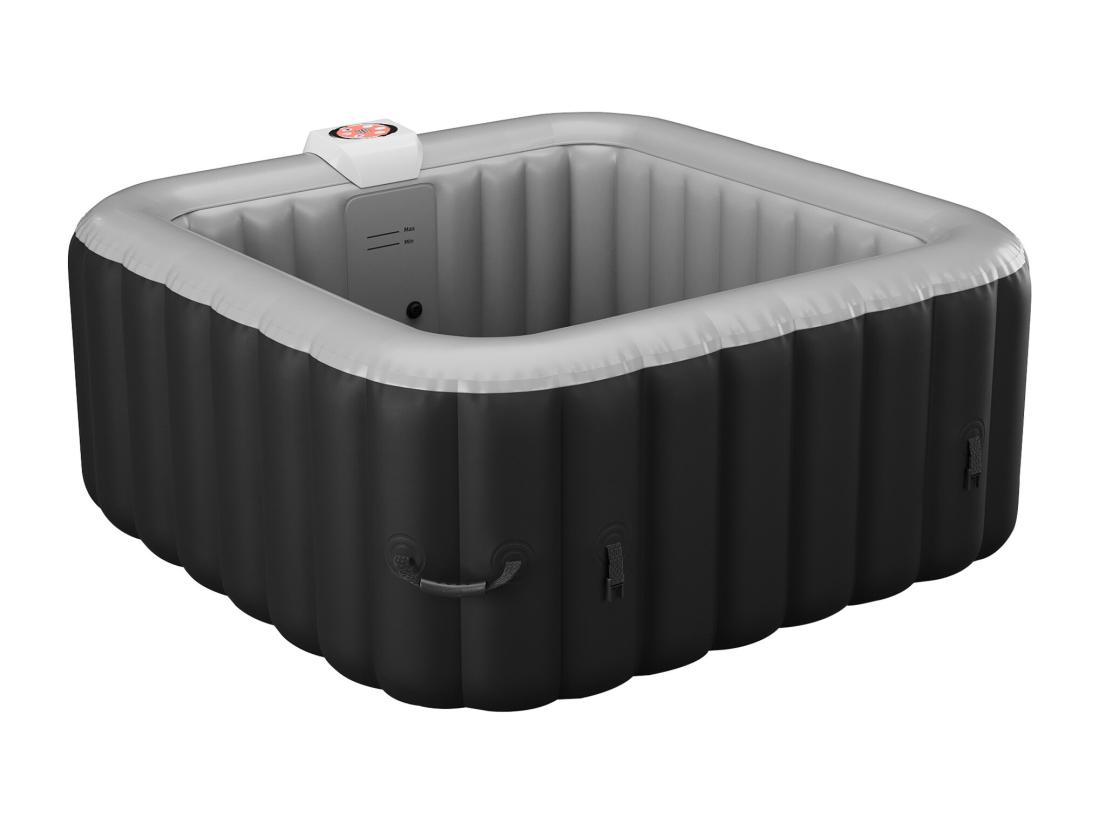 Vente Unique Spa Gonflable Carré 4 Places - L154 X P154 X H65 Cm - 120 Buses D'air - Noir Et Gris - B-COSY II