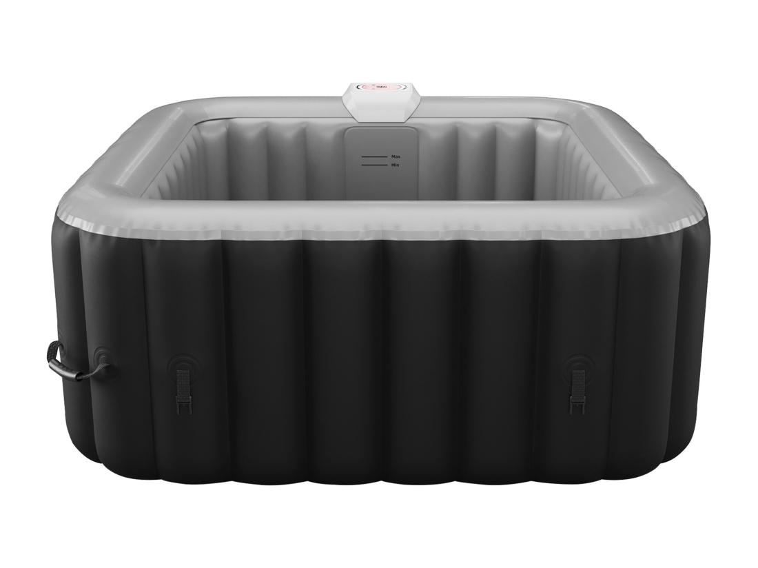 Vente Unique Spa Gonflable Carré 4 Places - L154 X P154 X H65 Cm - 120 Buses D'air - Noir Et Gris - B-COSY II