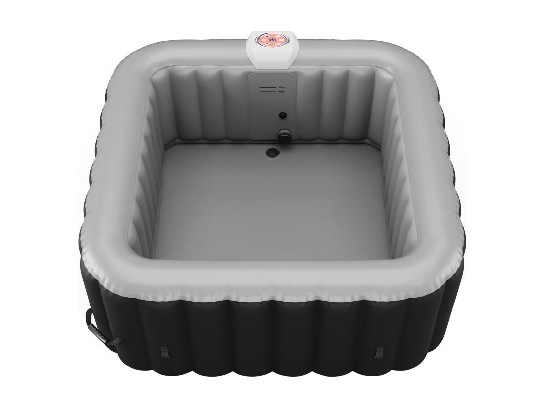 Vente Unique Spa Gonflable Carré 4 Places - L154 X P154 X H65 Cm - 120 Buses D'air - Noir Et Gris - B-COSY II