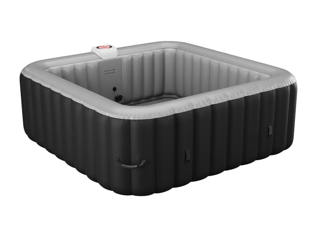 Vente Unique Spa Gonflable Carré 6 Places - L185 X P185 X H65 Cm - 140 Buses D'air - Noir Et Gris - B-COSY II