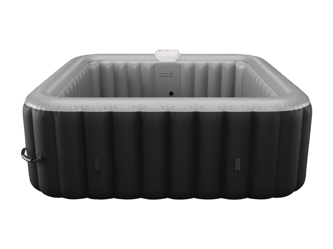 Vente Unique Spa Gonflable Carré 6 Places - L185 X P185 X H65 Cm - 140 Buses D'air - Noir Et Gris - B-COSY II