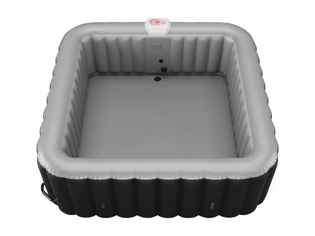 Vente Unique Spa Gonflable Carré 6 Places - L185 X P185 X H65 Cm - 140 Buses D'air - Noir Et Gris - B-COSY II