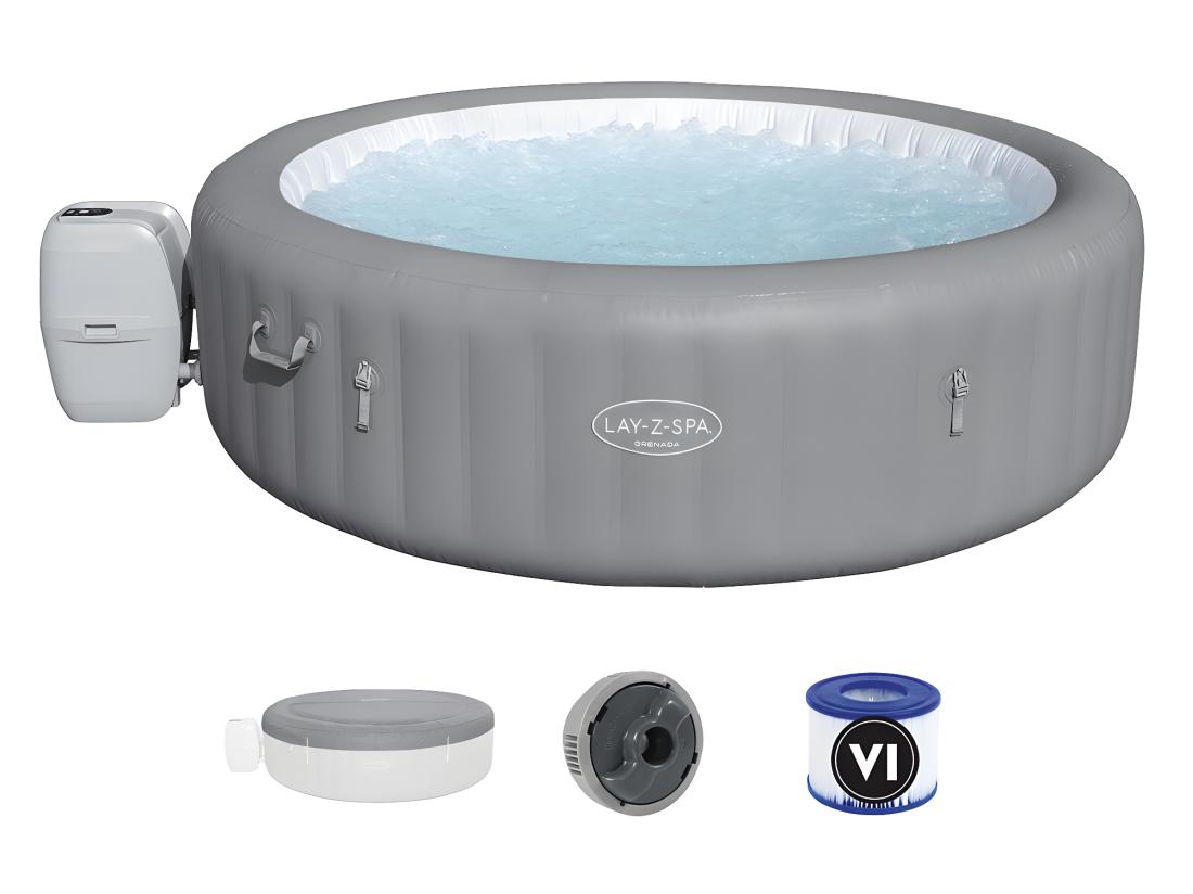vente unique Spa gonflable Lay-Z-Spa Grenada rond Airjet 6/8 places - Bestway