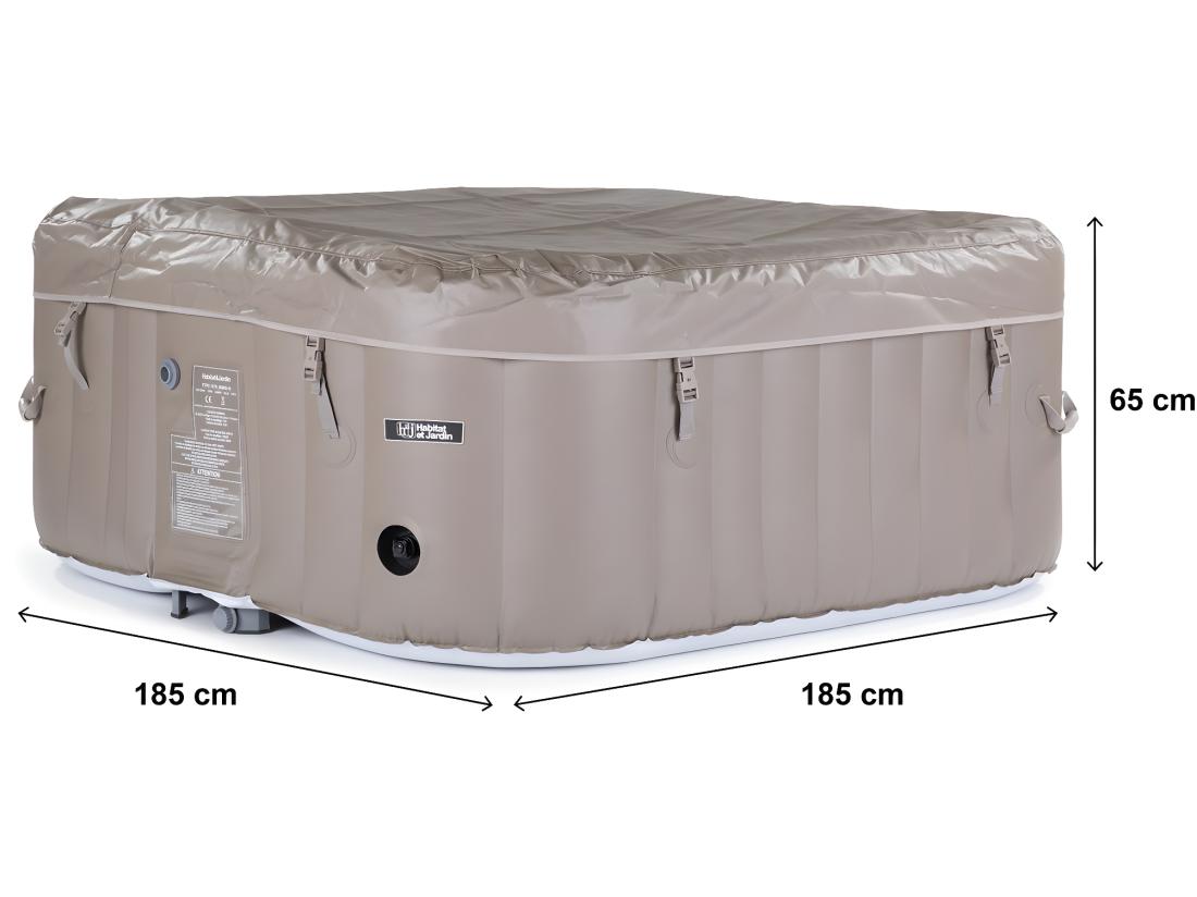 Vente Unique Spa Gonflable Monac En PVC - 6 Places - Taupe/crème